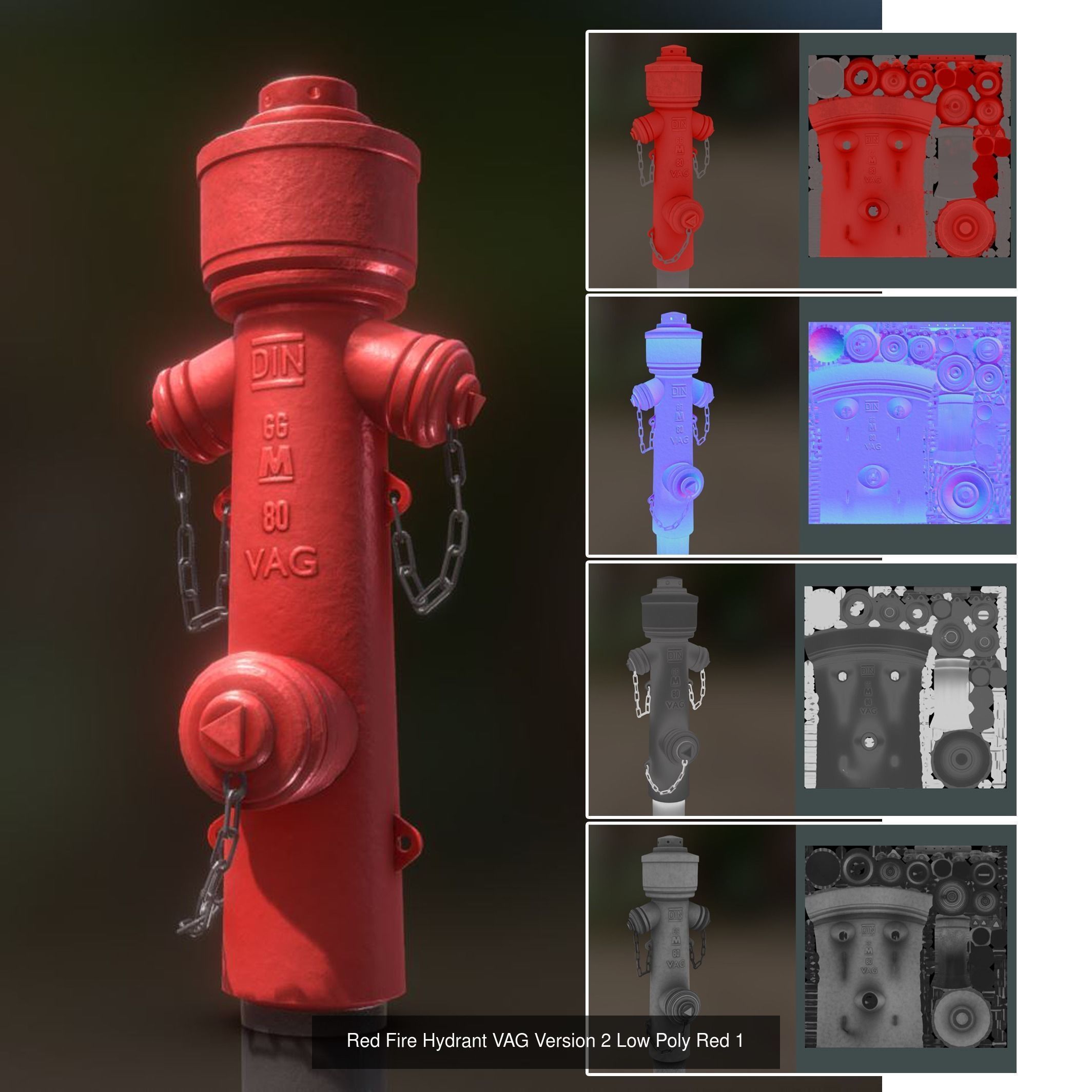 Fire Protection Set with All Hydrants Red and Blue 3D Model Collection_17