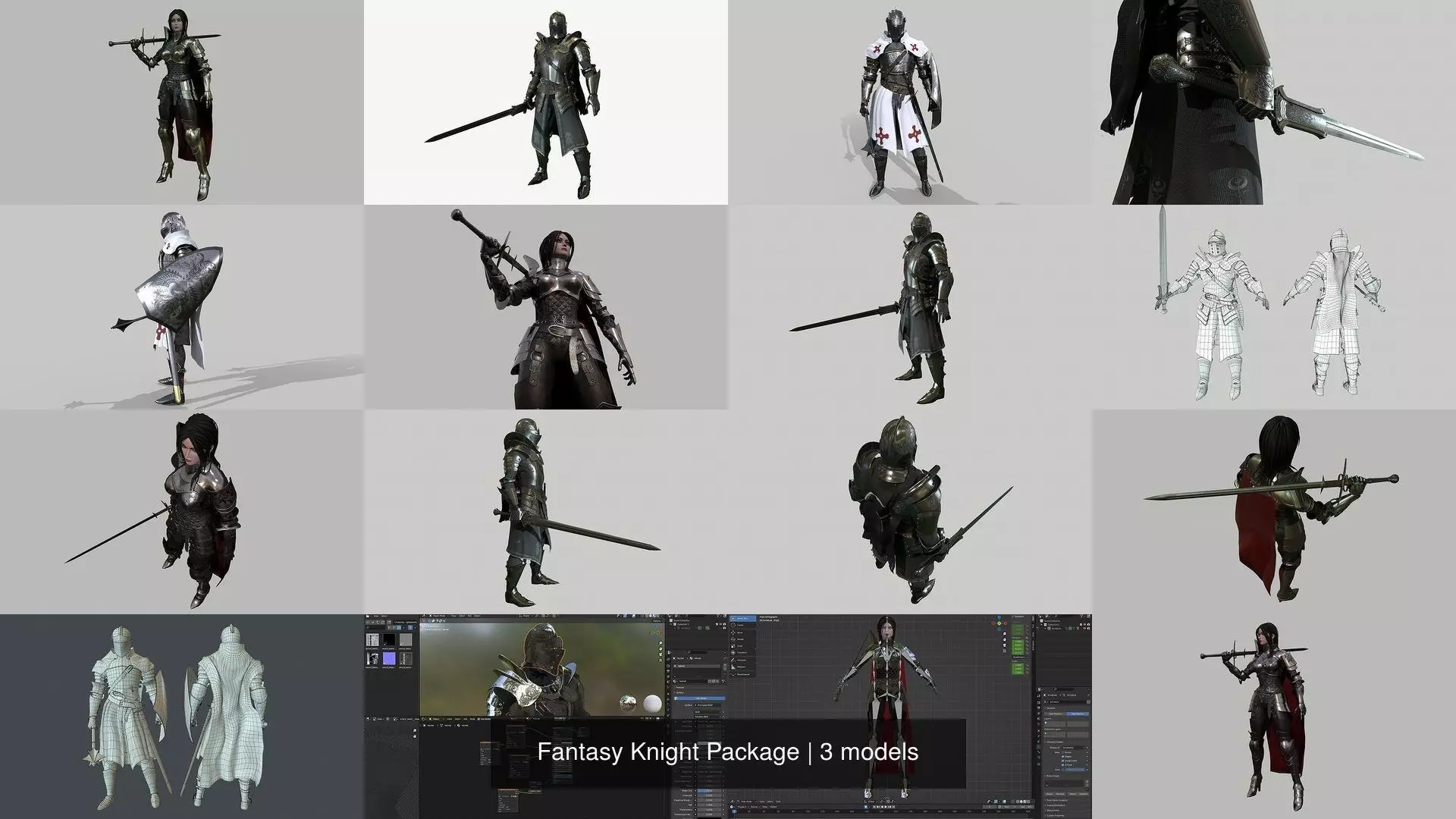 Fantasy Knight Package 3D Model Collection_0