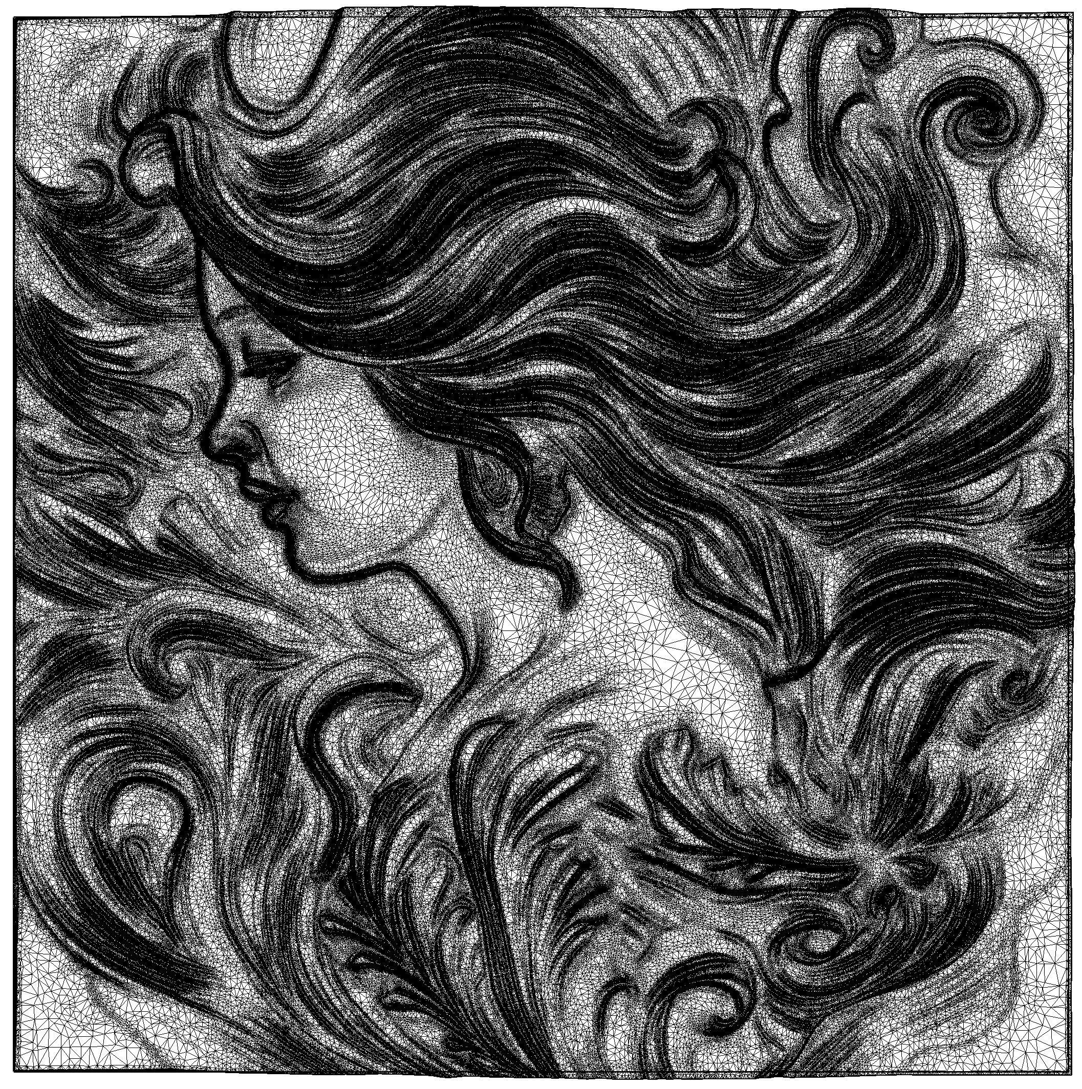 Girl with long hairs CNC bas-relief 3Dmodel wallart 3D print model_2