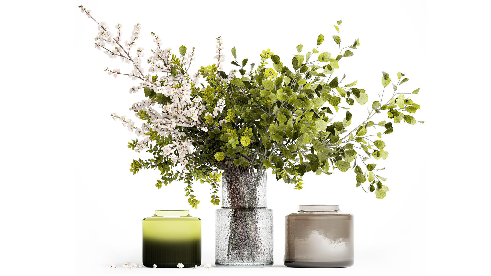 Bouquet of branches with leaves sakura flowers cherry 384 3D model_1