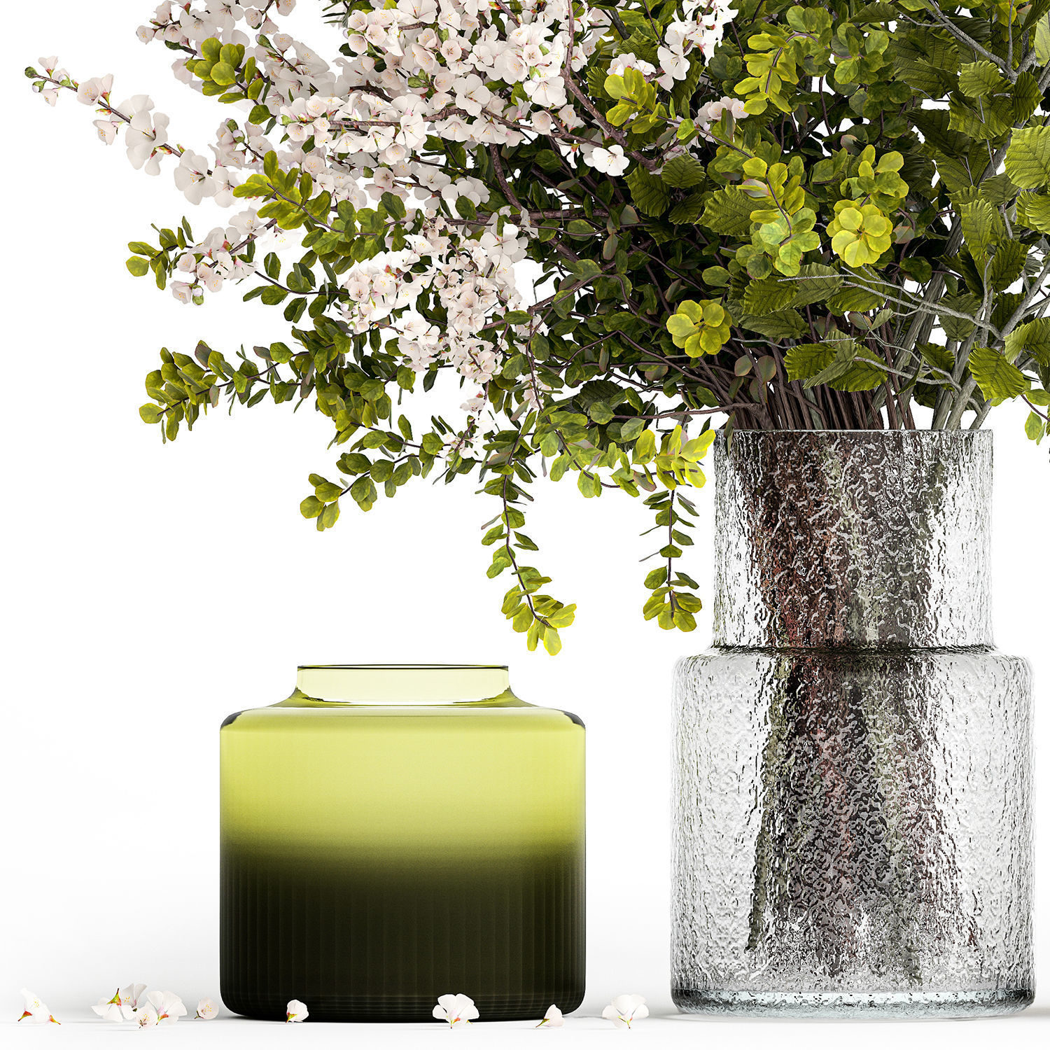 Bouquet of branches with leaves sakura flowers cherry 384 3D model_11