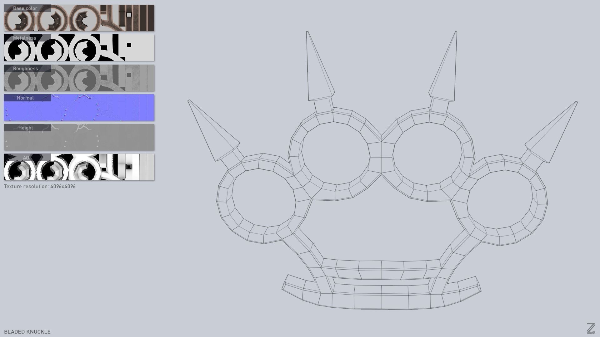 Bladed knuckle Low-poly 3D model_3