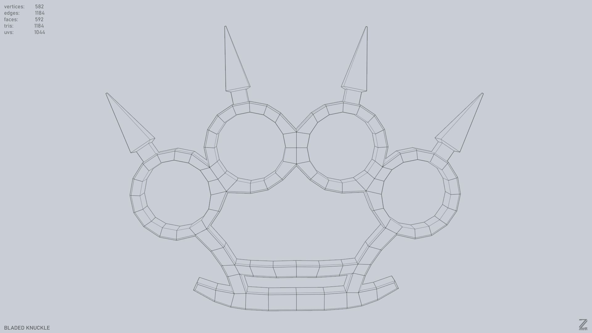 Bladed knuckle Low-poly 3D model_9