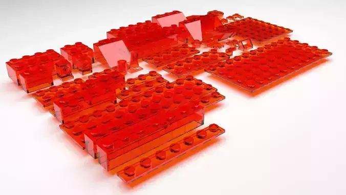 Orange Glass Lego Bricks Set