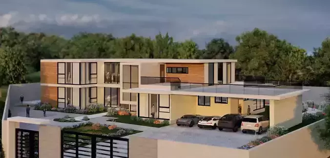 3D SKETCHUP MODEL OF SINGLE RESIDENTIAL VILLA