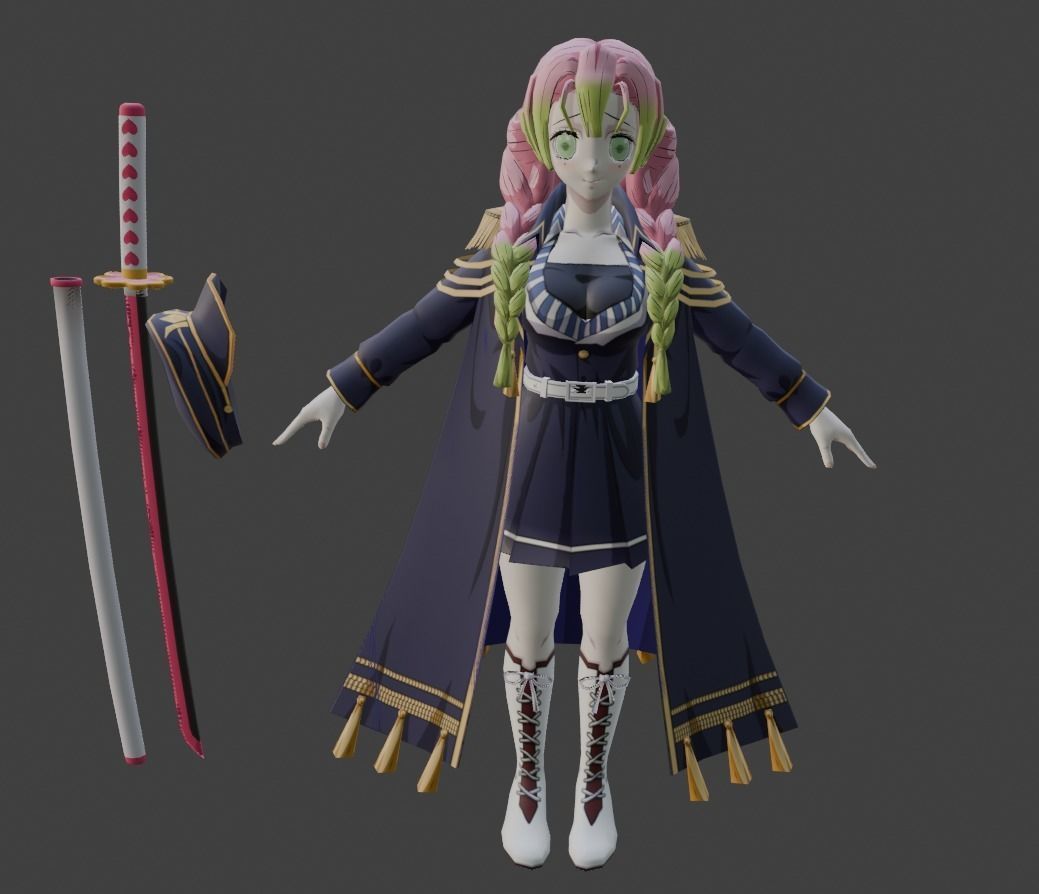 Navy Mitsuri Kanroji 3D Model Low-poly 3D model_1