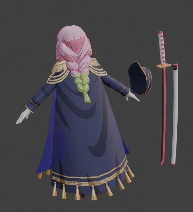 Navy Mitsuri Kanroji 3D Model Low-poly 3D model_7