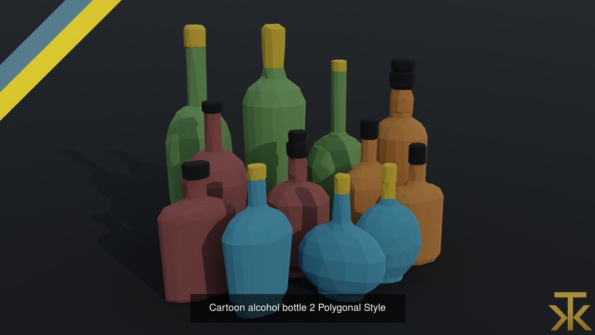 Cartoon food and drinks Polygonal Style 3D Model Collection_4