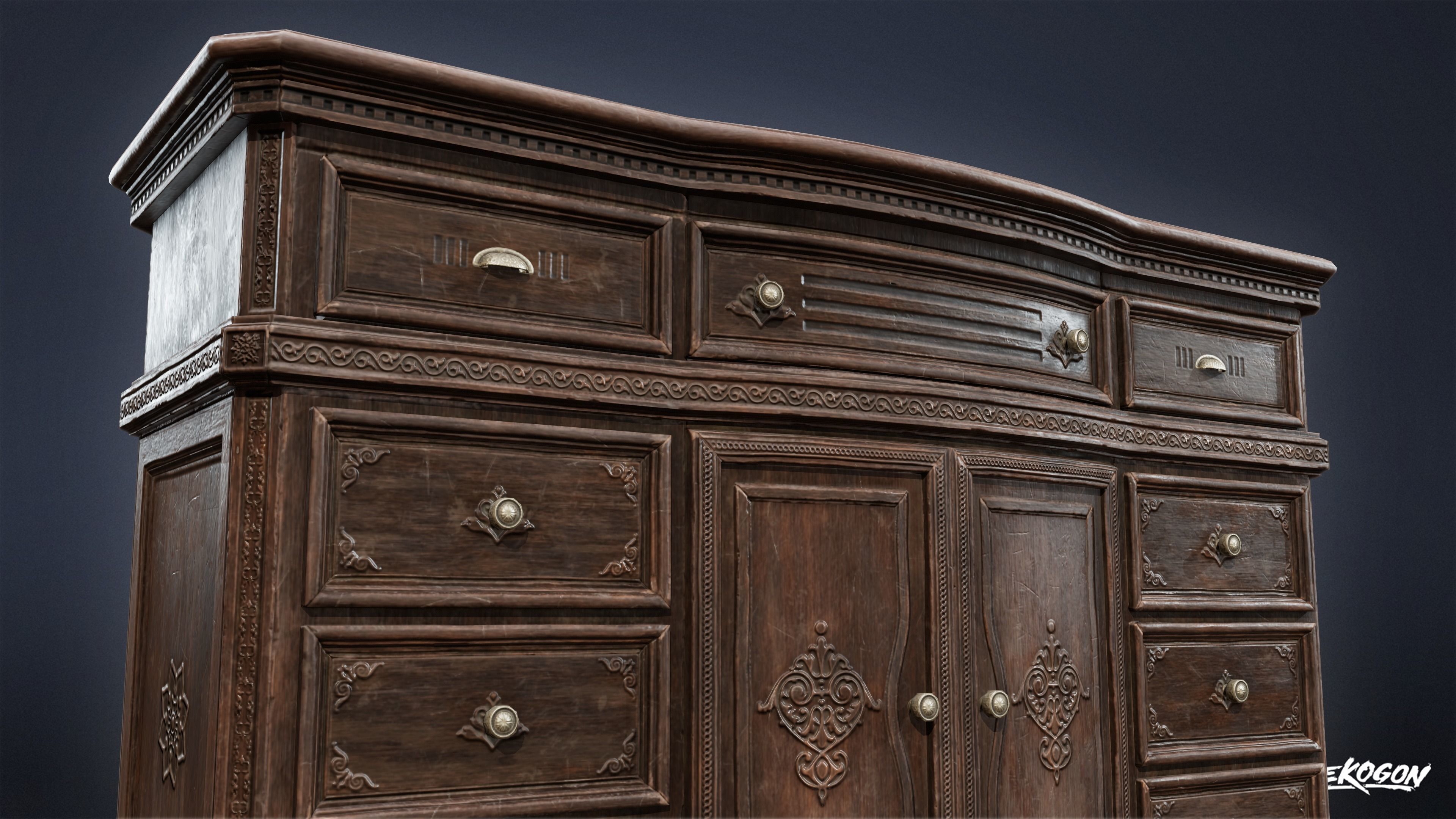 PIRATES - Victorian Dresser 01 - NANITE AND LOW POLY Low-poly 3D model_7