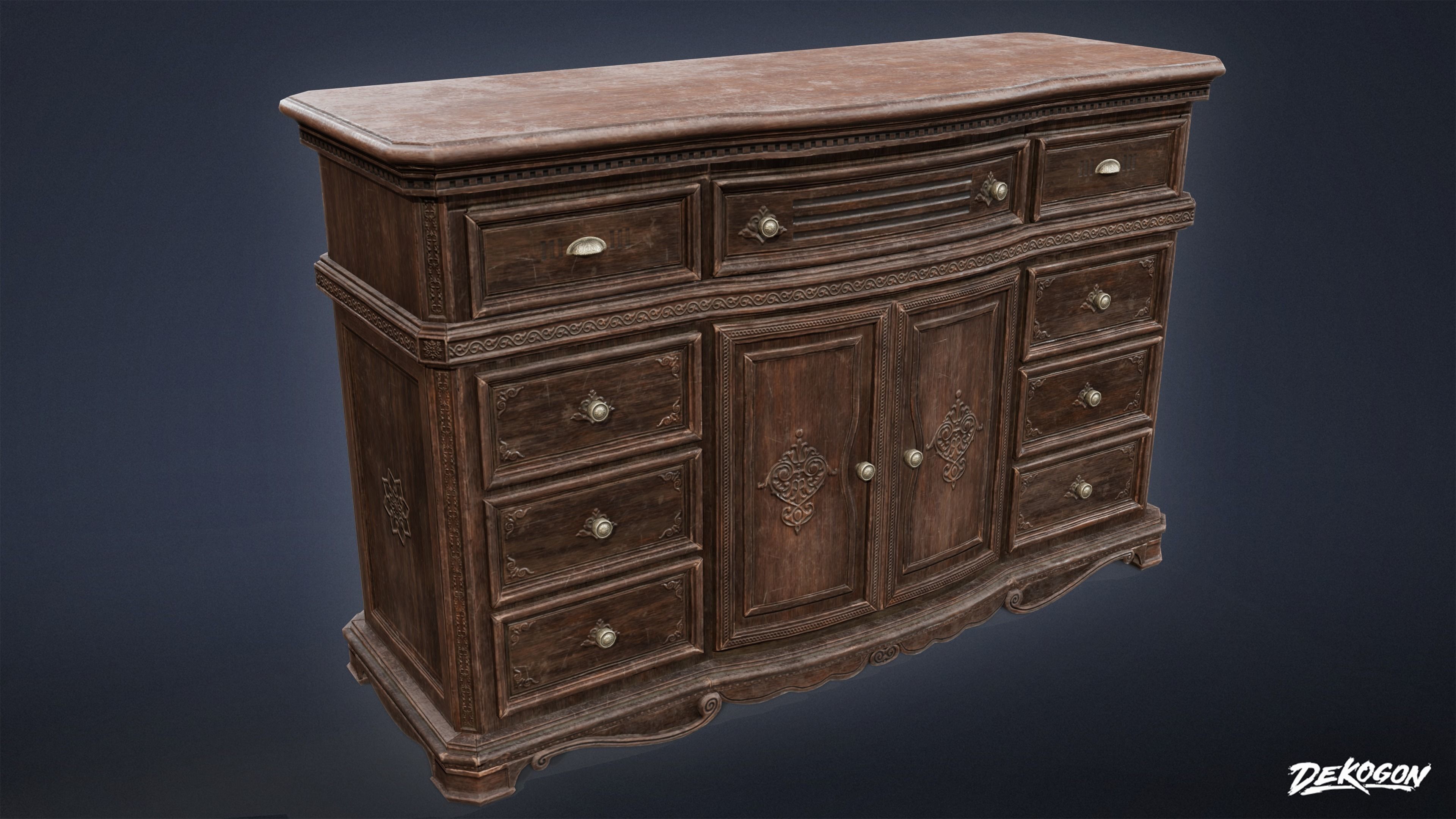 PIRATES - Victorian Dresser 01 - NANITE AND LOW POLY Low-poly 3D model_1