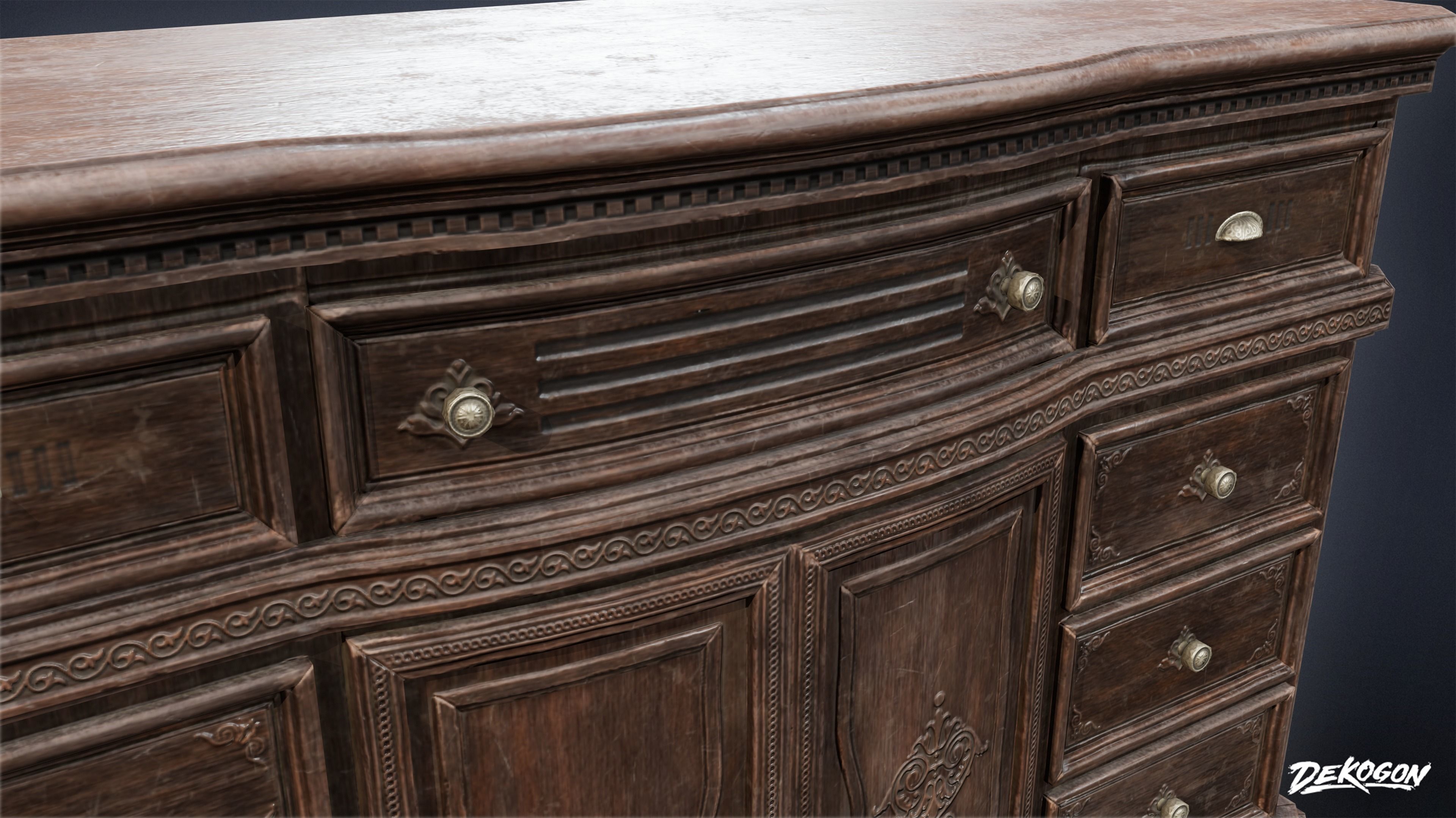 PIRATES - Victorian Dresser 01 - NANITE AND LOW POLY Low-poly 3D model_3