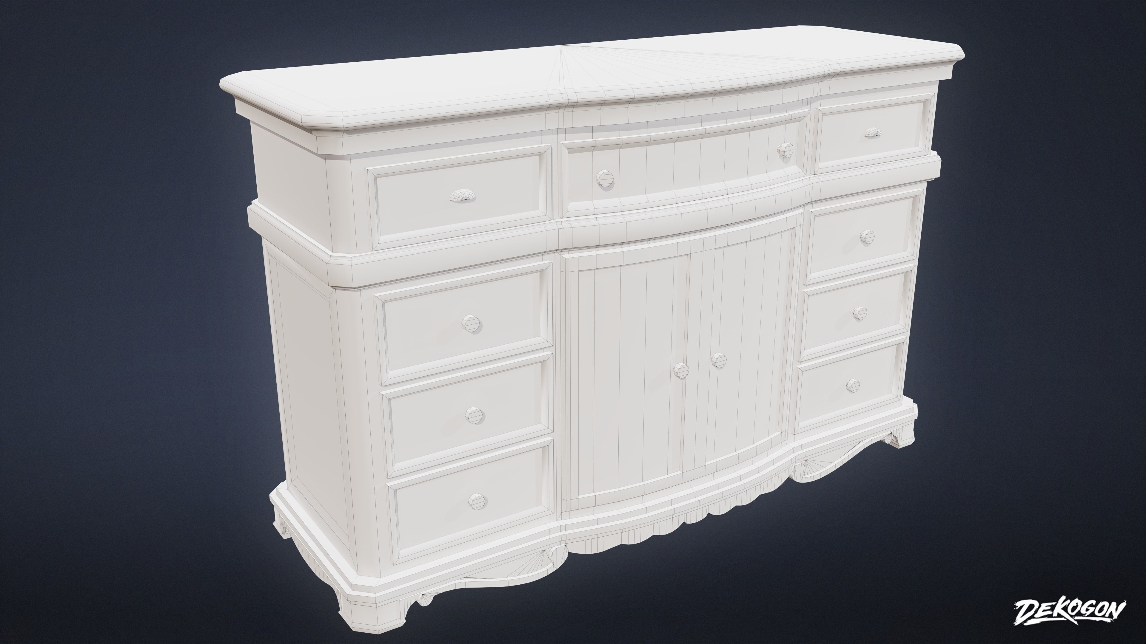 PIRATES - Victorian Dresser 01 - NANITE AND LOW POLY Low-poly 3D model_2