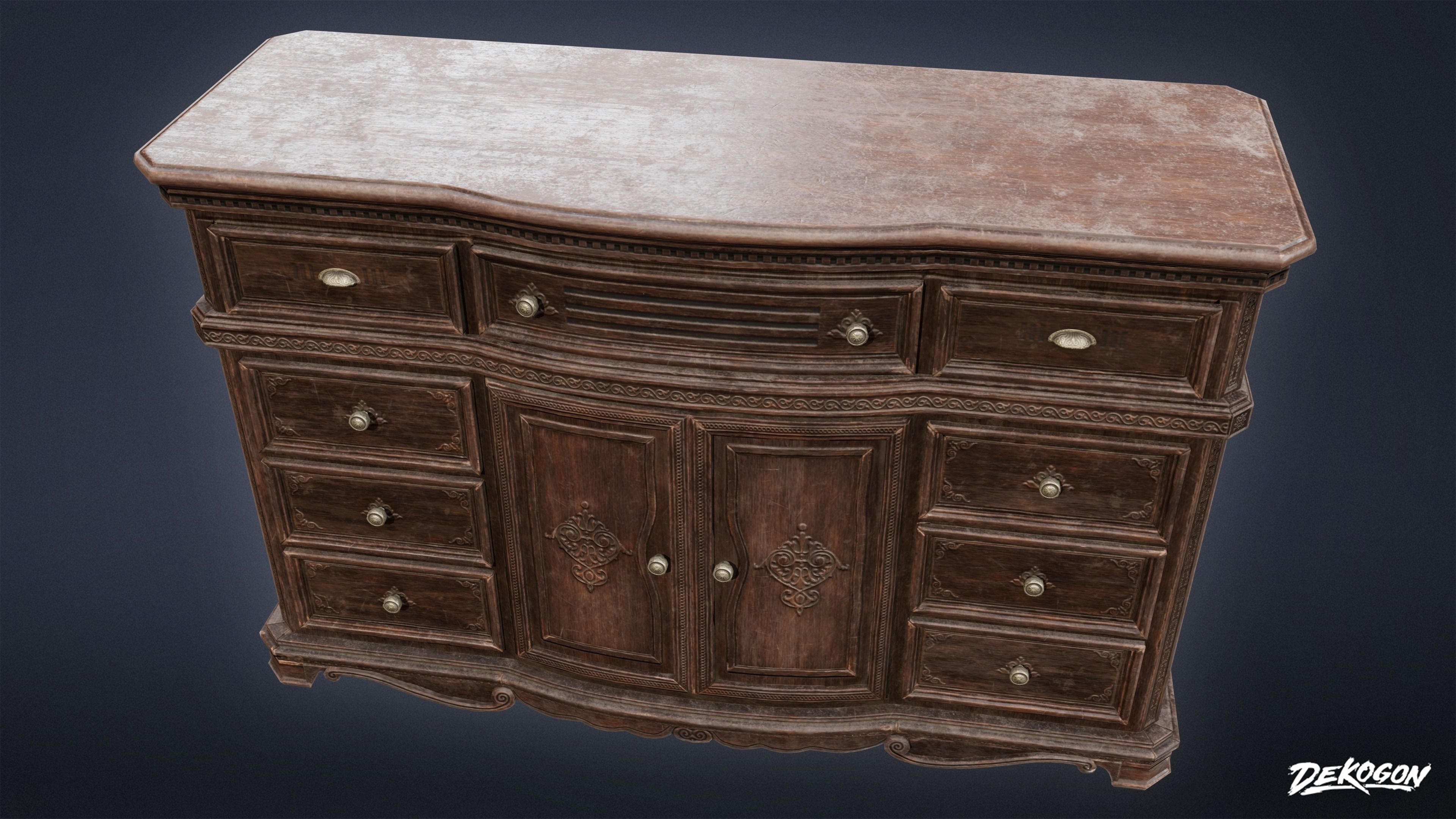PIRATES - Victorian Dresser 01 - NANITE AND LOW POLY Low-poly 3D model_5