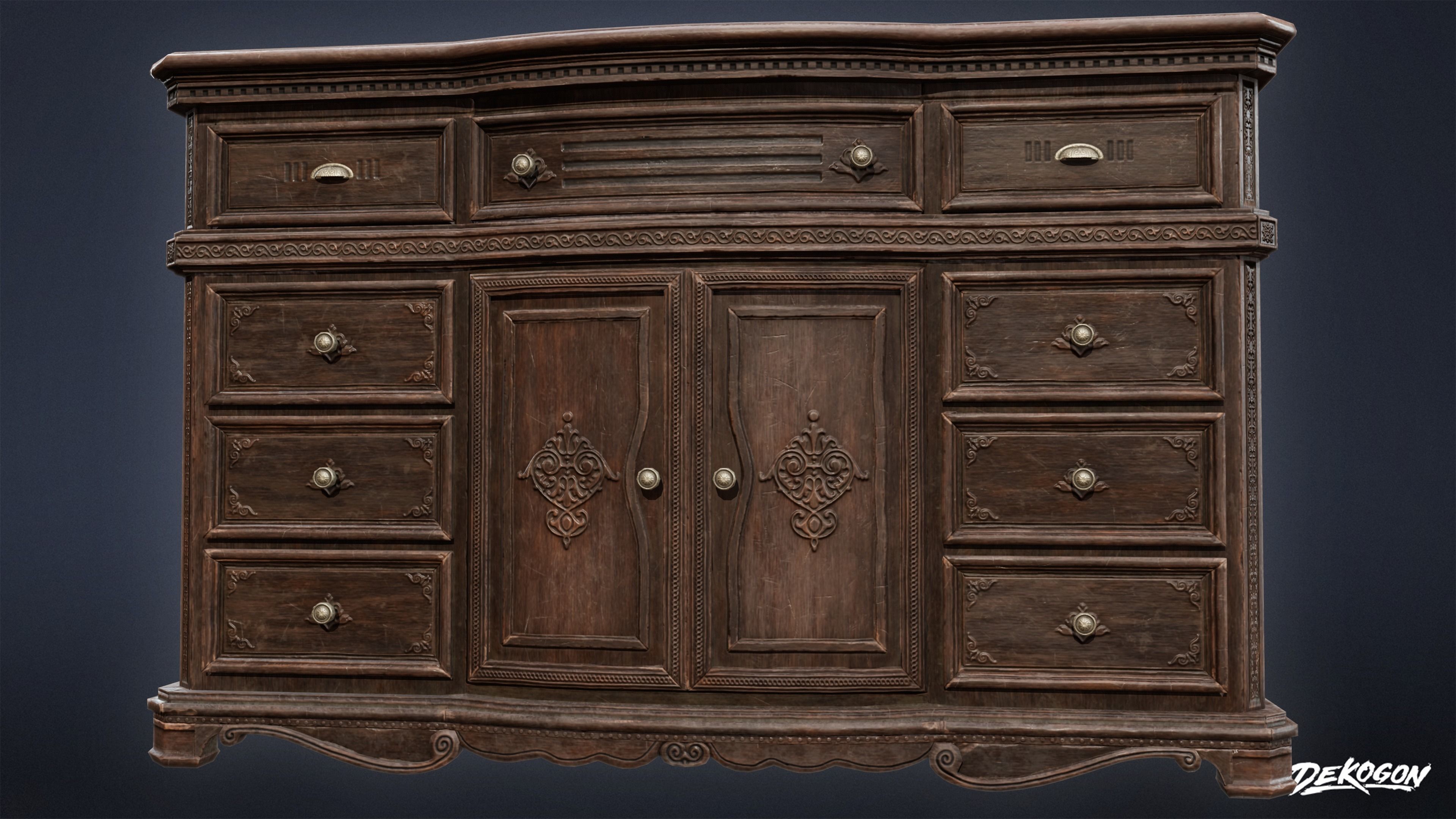 PIRATES - Victorian Dresser 01 - NANITE AND LOW POLY Low-poly 3D model_4