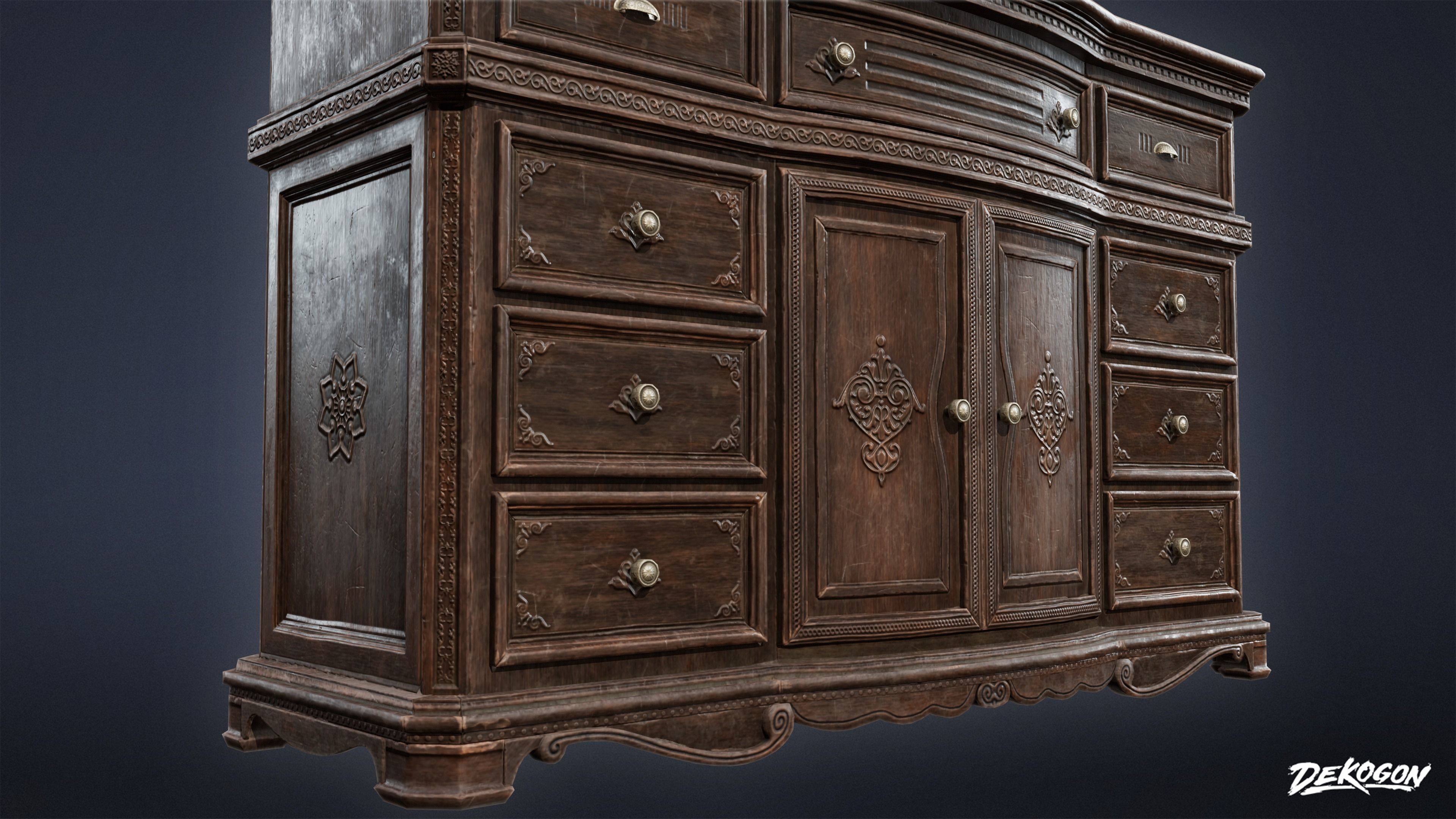 PIRATES - Victorian Dresser 01 - NANITE AND LOW POLY Low-poly 3D model_6