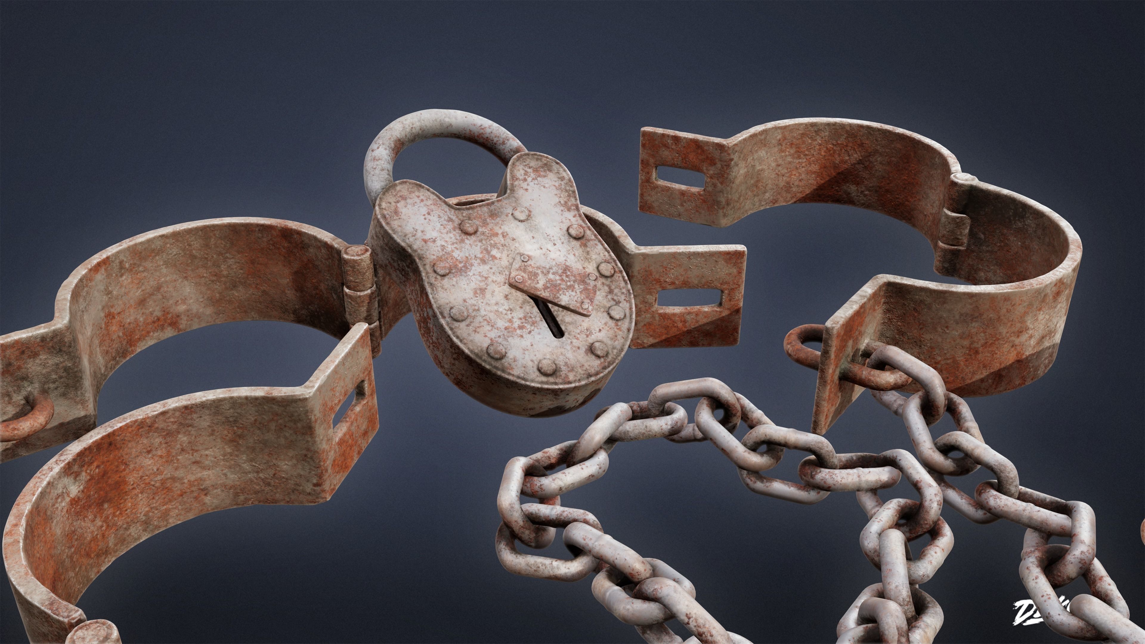 PIRATES - Shackle Chains 01 - NANITE AND LOW POLY Low-poly 3D model_4