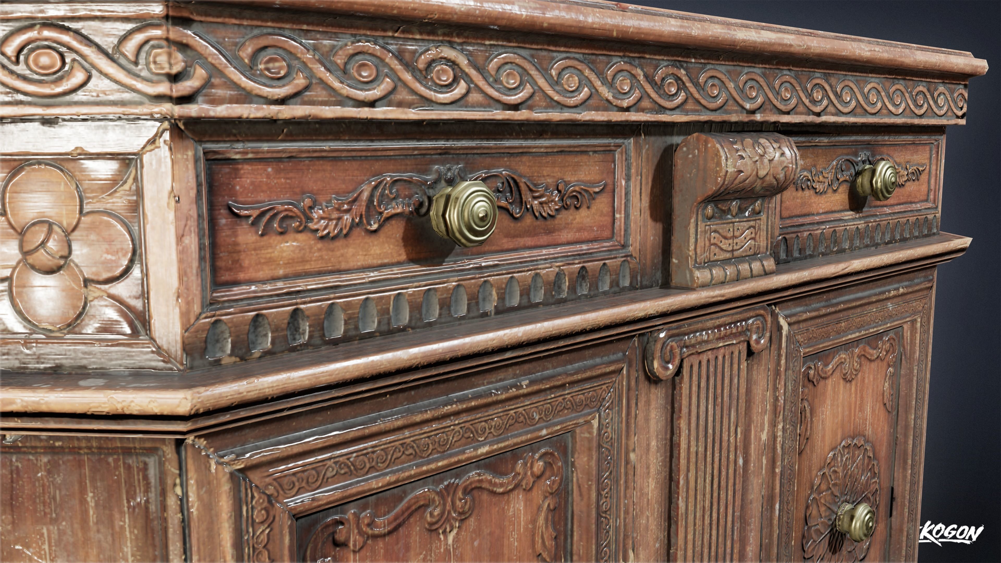 PIRATES - Credenza 01 - NANITE AND LOW POLY Low-poly 3D model_7