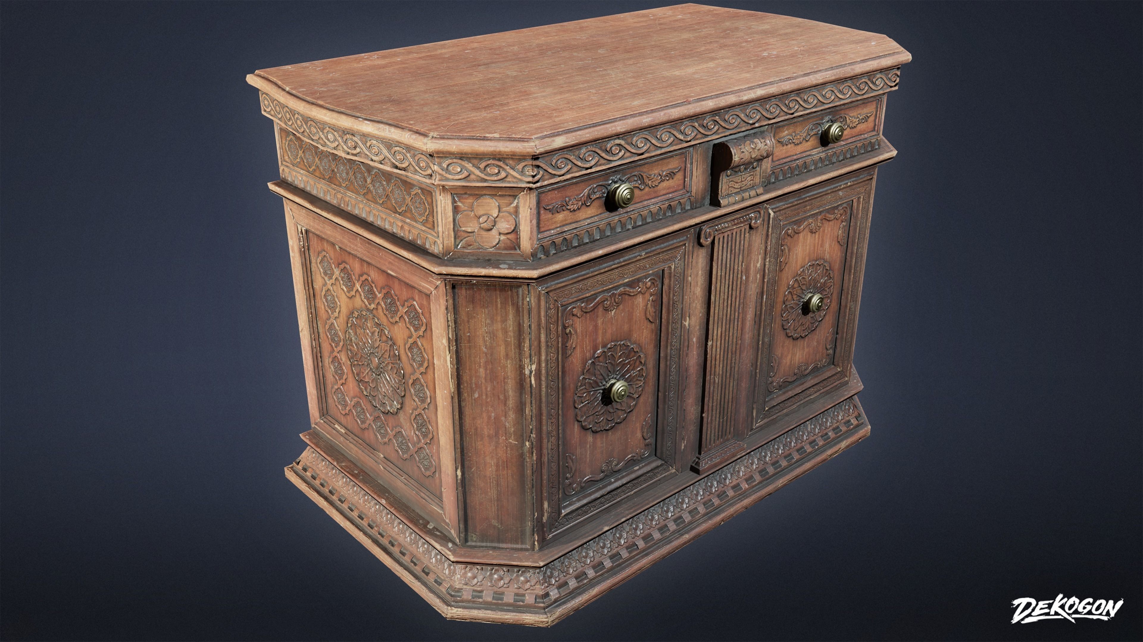 PIRATES - Credenza 01 - NANITE AND LOW POLY Low-poly 3D model_3