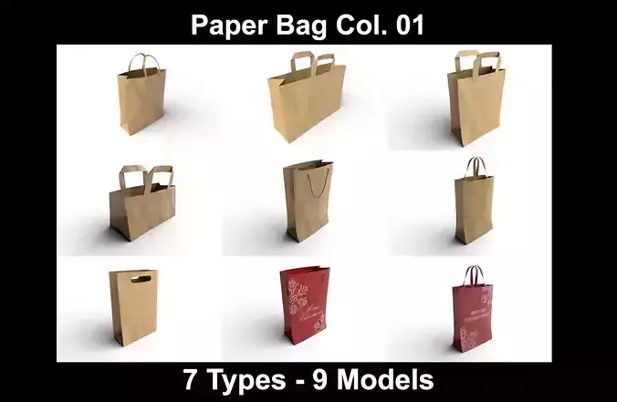 PaperBag Collecction 01 3D Model Collection