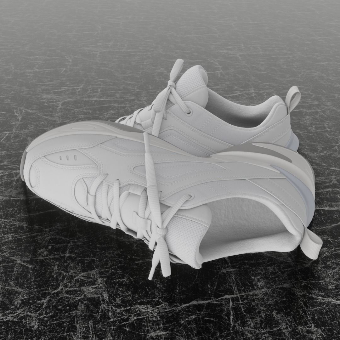 3D WHITE SHOES Low-poly 3D model_7