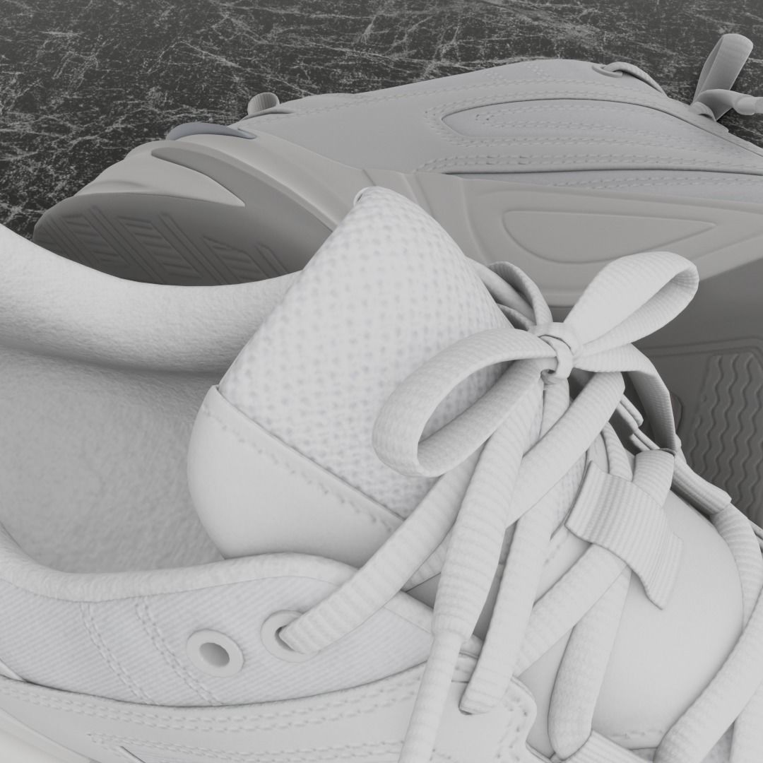 3D WHITE SHOES Low-poly 3D model_12