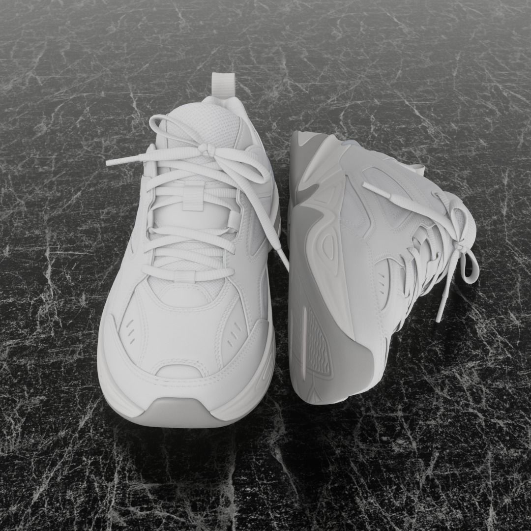 3D WHITE SHOES Low-poly 3D model_3
