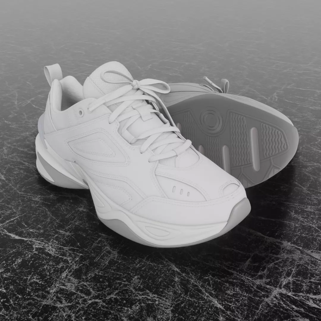 3D WHITE SHOES Low-poly 3D model_0