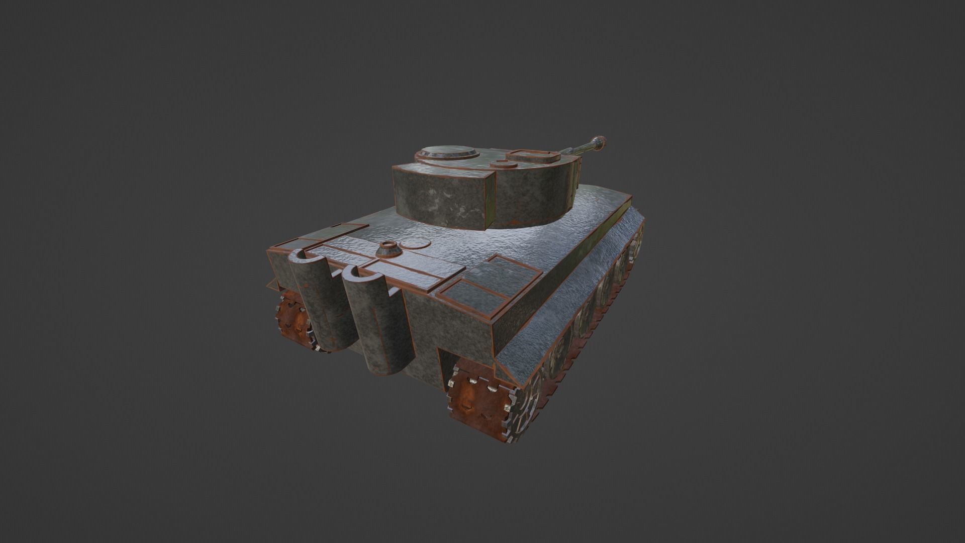Tiger Tank Low-poly 3D model_3