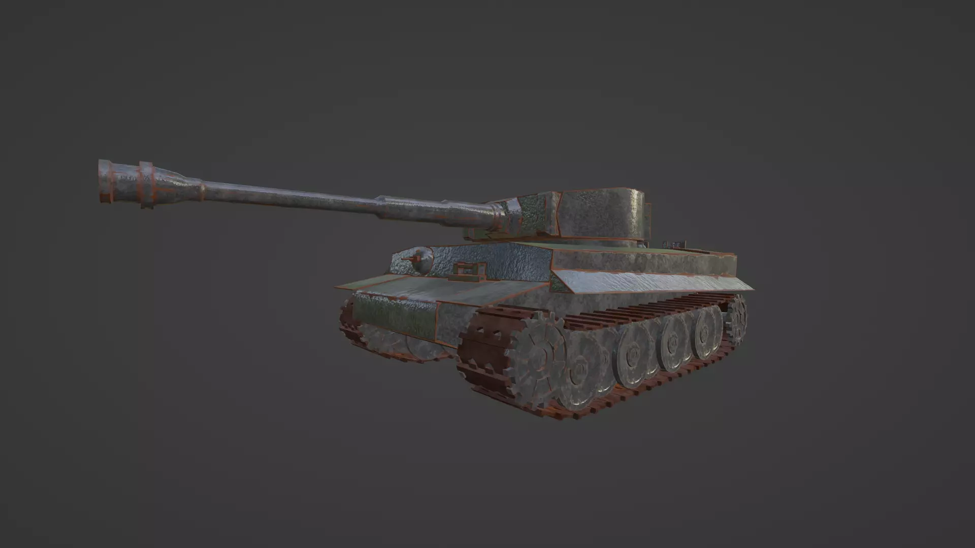 Tiger Tank Low-poly 3D model_0