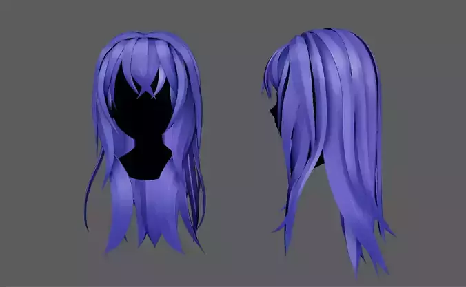 Anime hair style 07 low poly for woman and girl 3D model