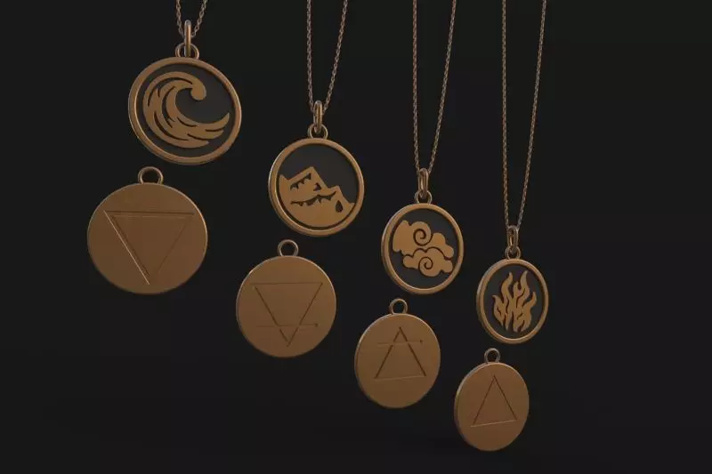 Four Elements Necklace elemental jewelry 3D print model