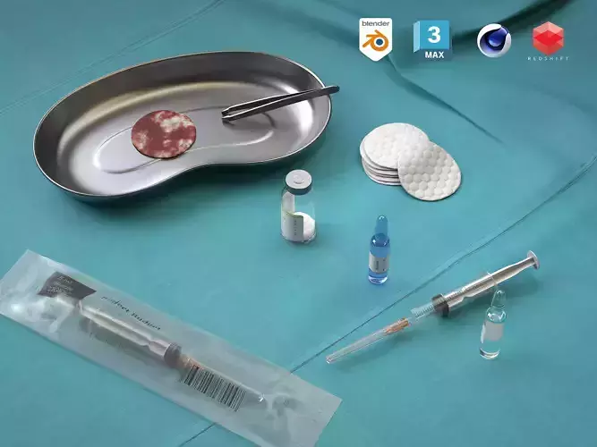 Medical Instruments - Syringe injection 3D model