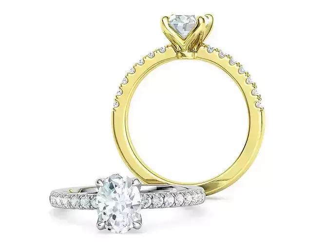 Delicate Engagement Solitaire Ring 8x6mm Oval Stone 1ct  3D print model