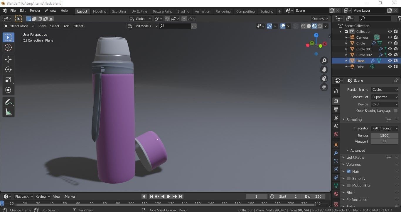 Water Flask Free 3D model_3