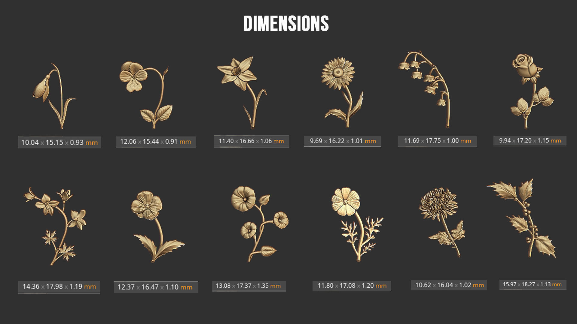 Birth Month Flowers Set Bas Relief 3D print model_1