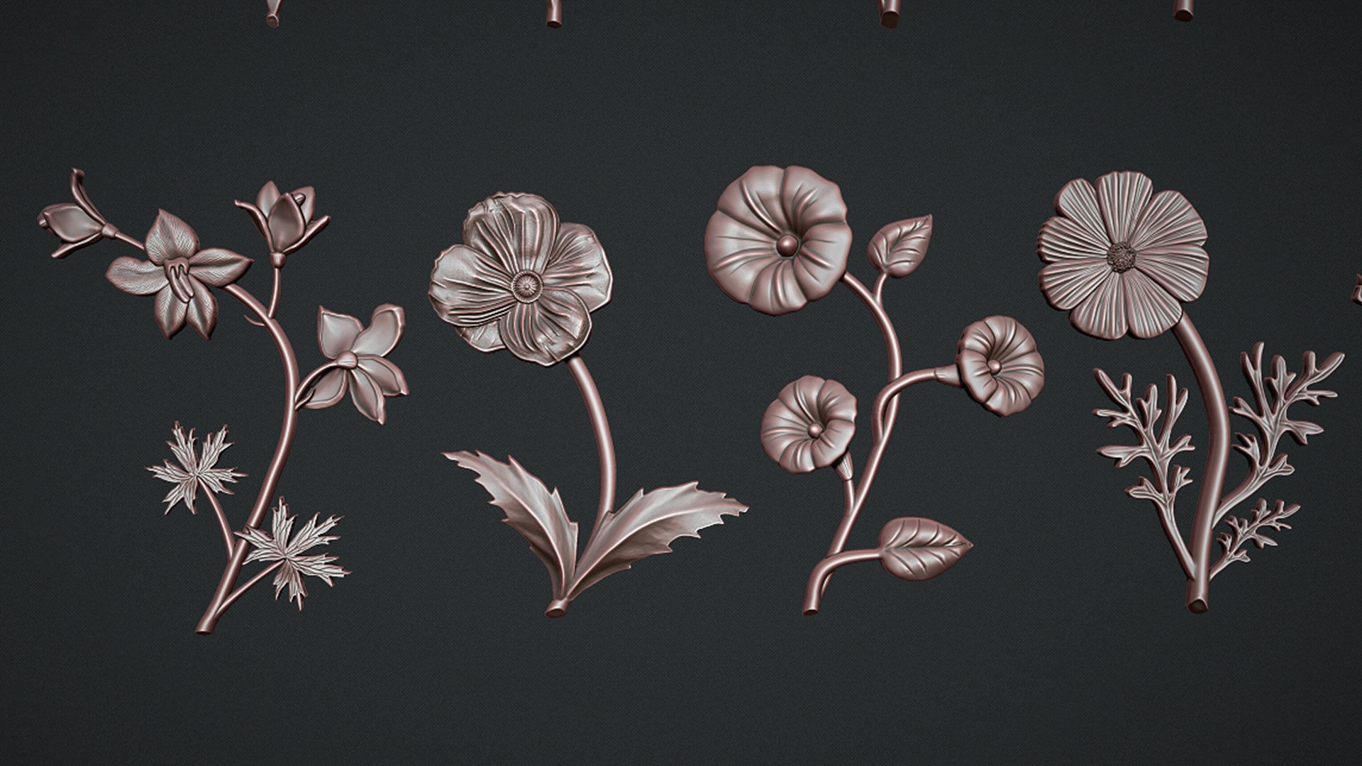 Birth Month Flowers Set Bas Relief 3D print model_8