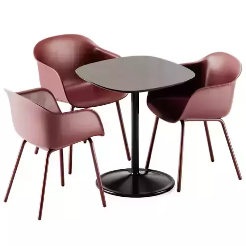 Soft Cafe Table and Fiber Outdoor Armchair by Muuto