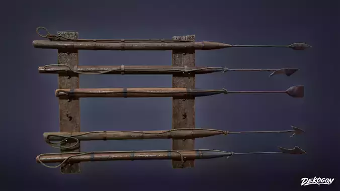 SEASIDE DOCKS - Harpoon Rack 01 - NANITE AND LOW POLY Low-poly 3D model
