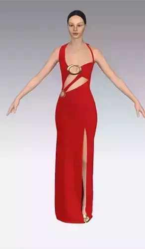 Red dress  belt detail 