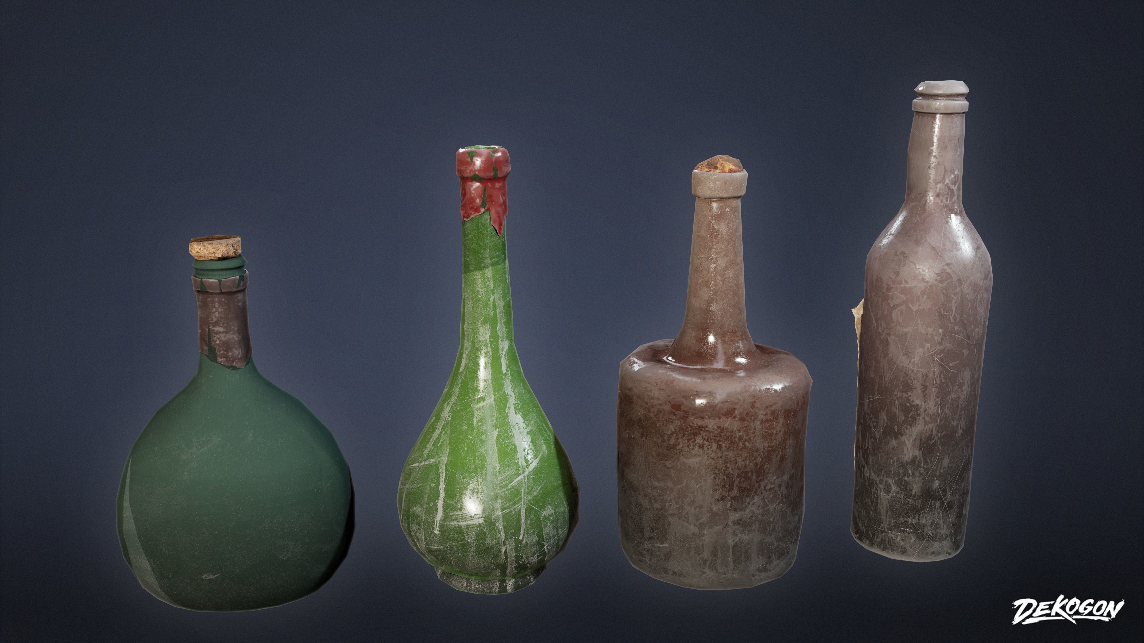 PIRATES - Liquor Bottles 01 - NANITE AND LOW POLY Low-poly 3D model_20