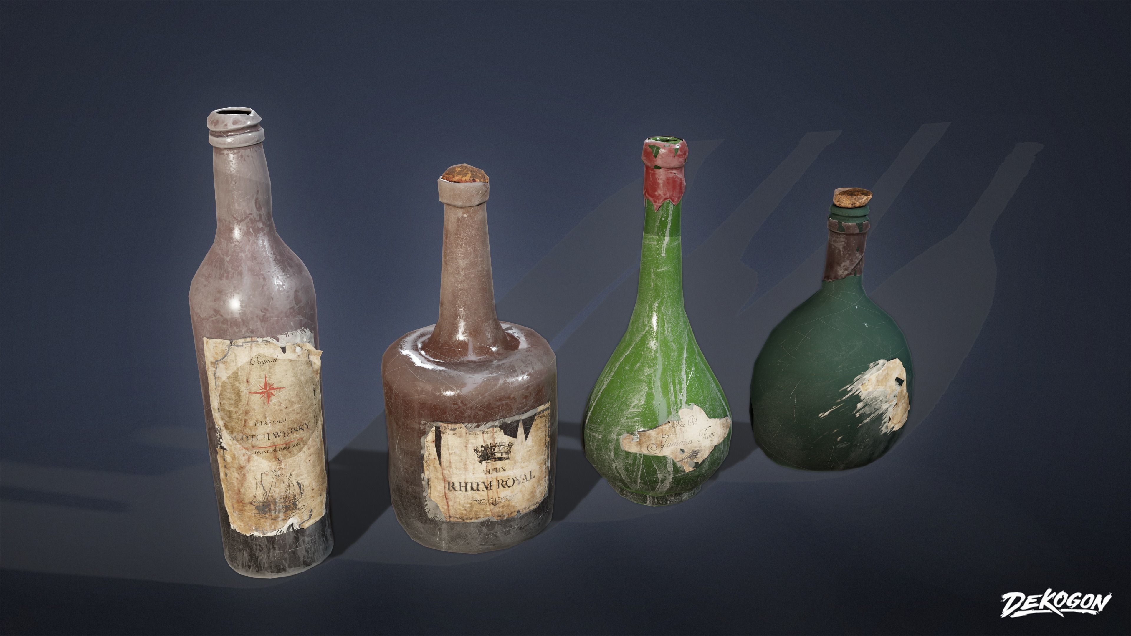 PIRATES - Liquor Bottles 01 - NANITE AND LOW POLY Low-poly 3D model_17