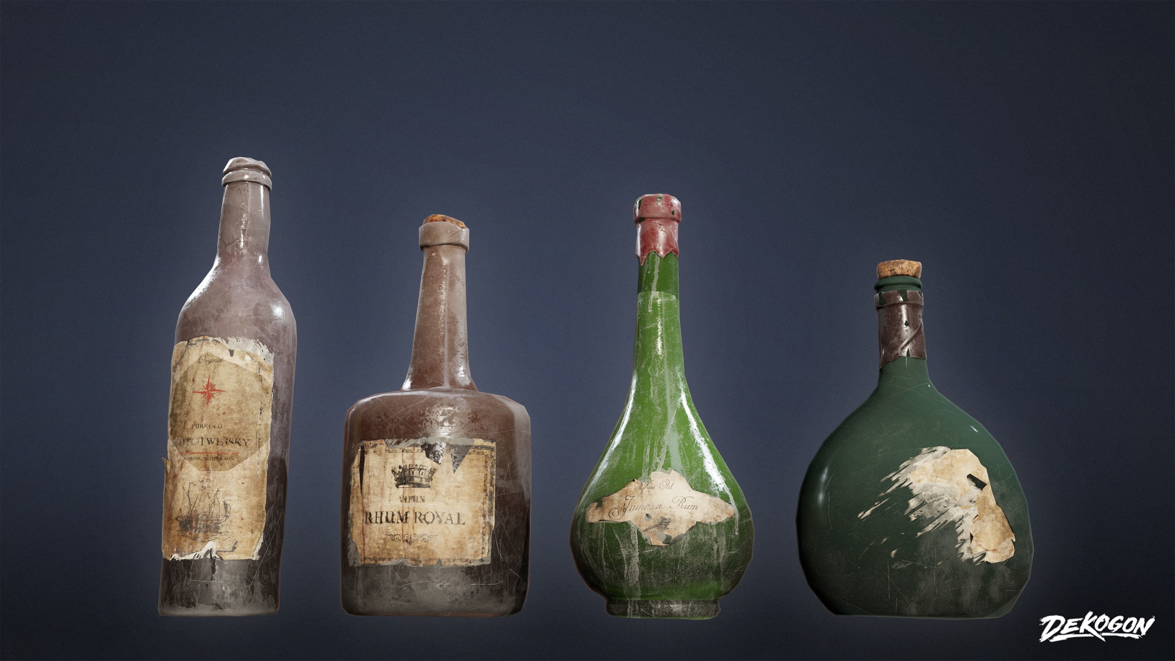 PIRATES - Liquor Bottles 01 - NANITE AND LOW POLY Low-poly 3D model_14