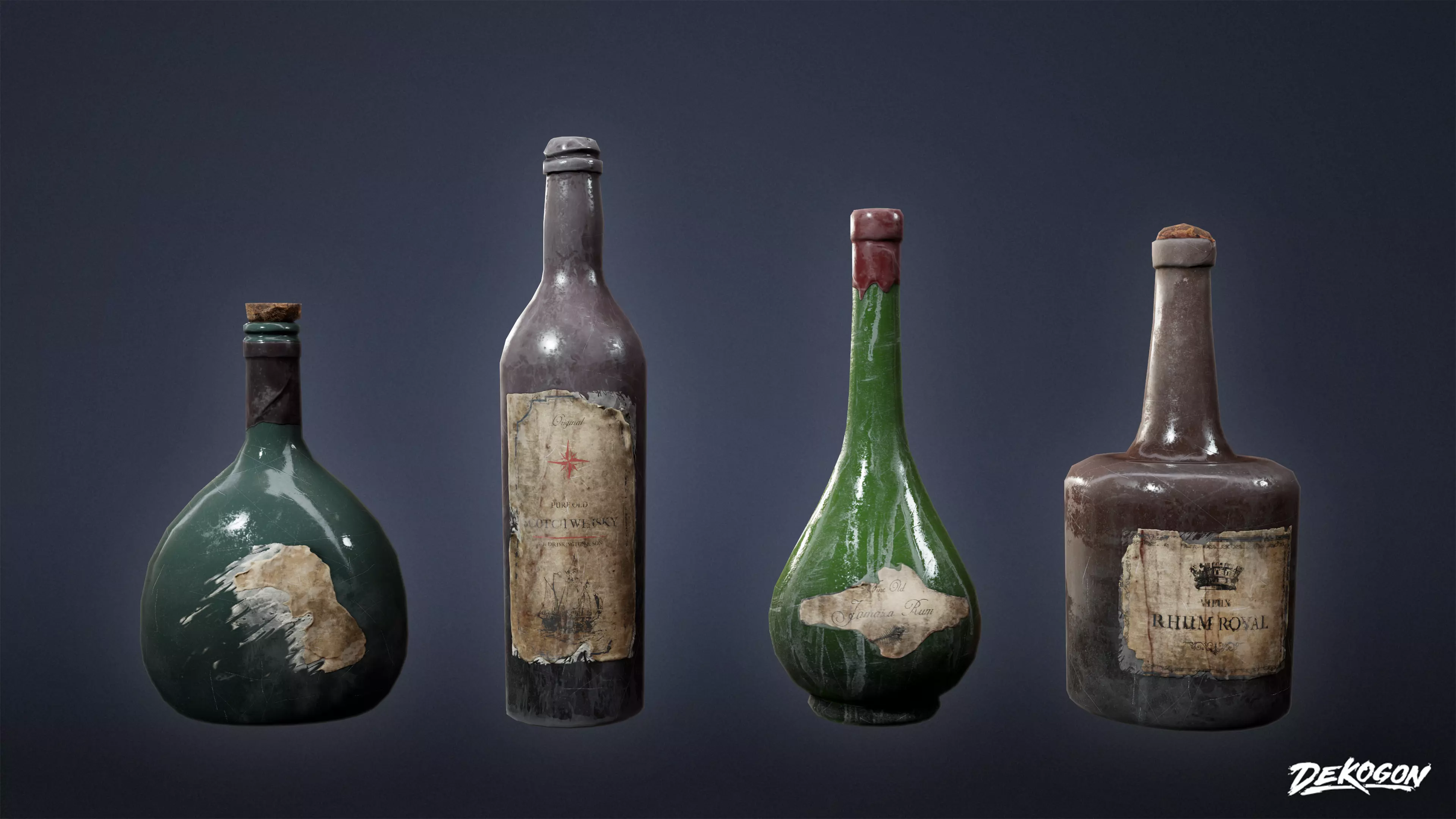 PIRATES - Liquor Bottles 01 - NANITE AND LOW POLY Low-poly 3D model_0