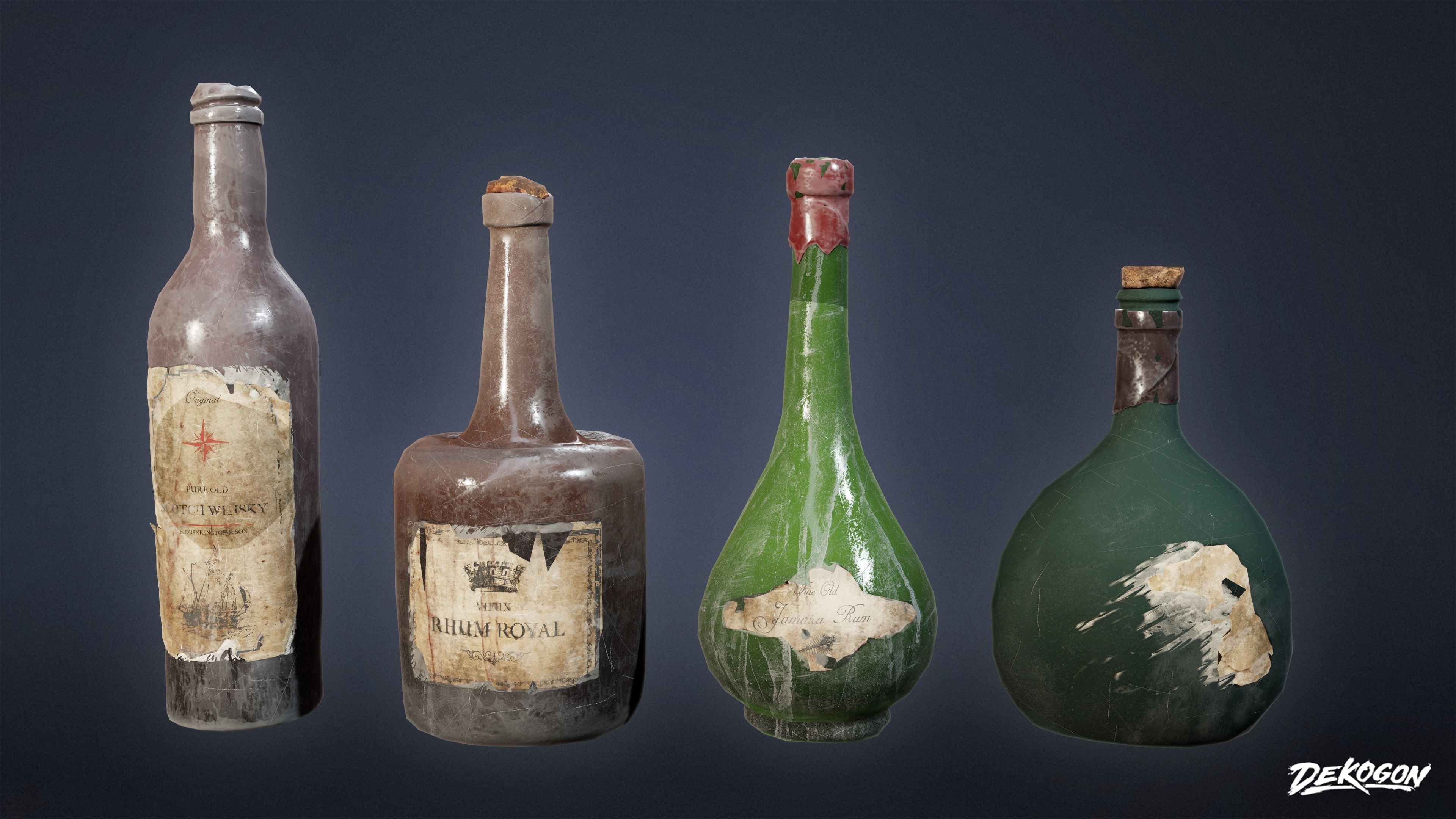 PIRATES - Liquor Bottles 01 - NANITE AND LOW POLY Low-poly 3D model_18