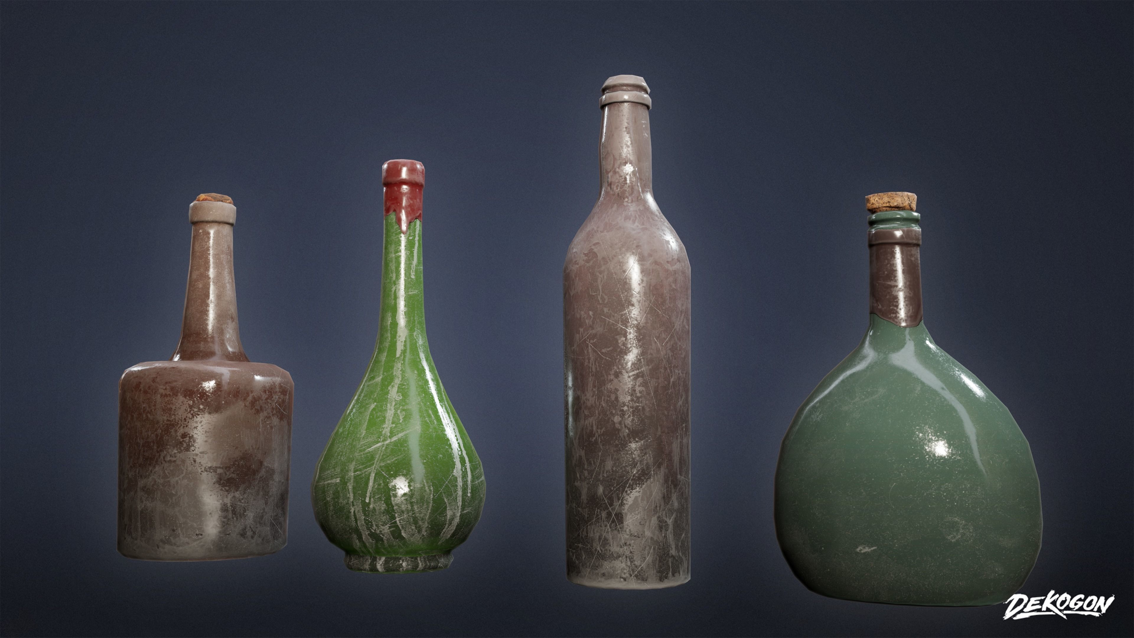 PIRATES - Liquor Bottles 01 - NANITE AND LOW POLY Low-poly 3D model_4