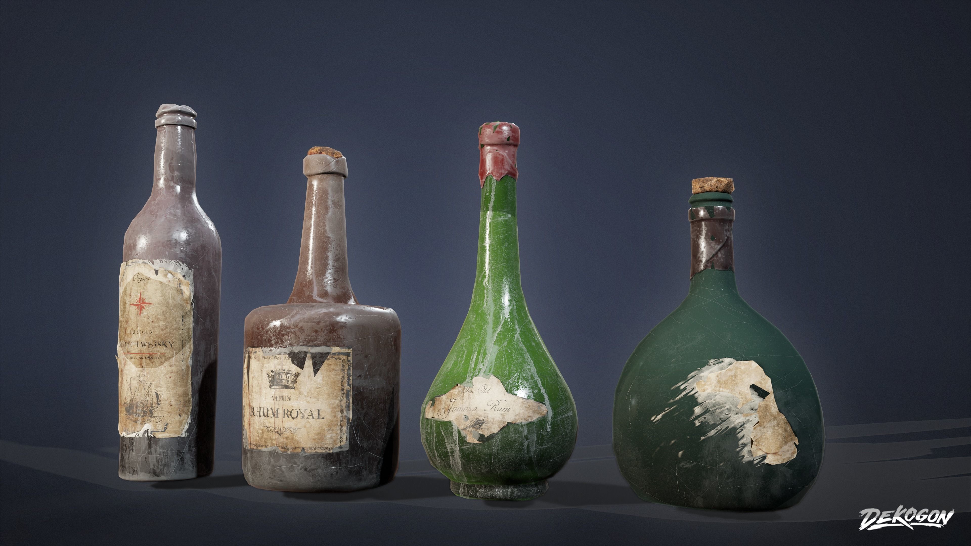 PIRATES - Liquor Bottles 01 - NANITE AND LOW POLY Low-poly 3D model_12