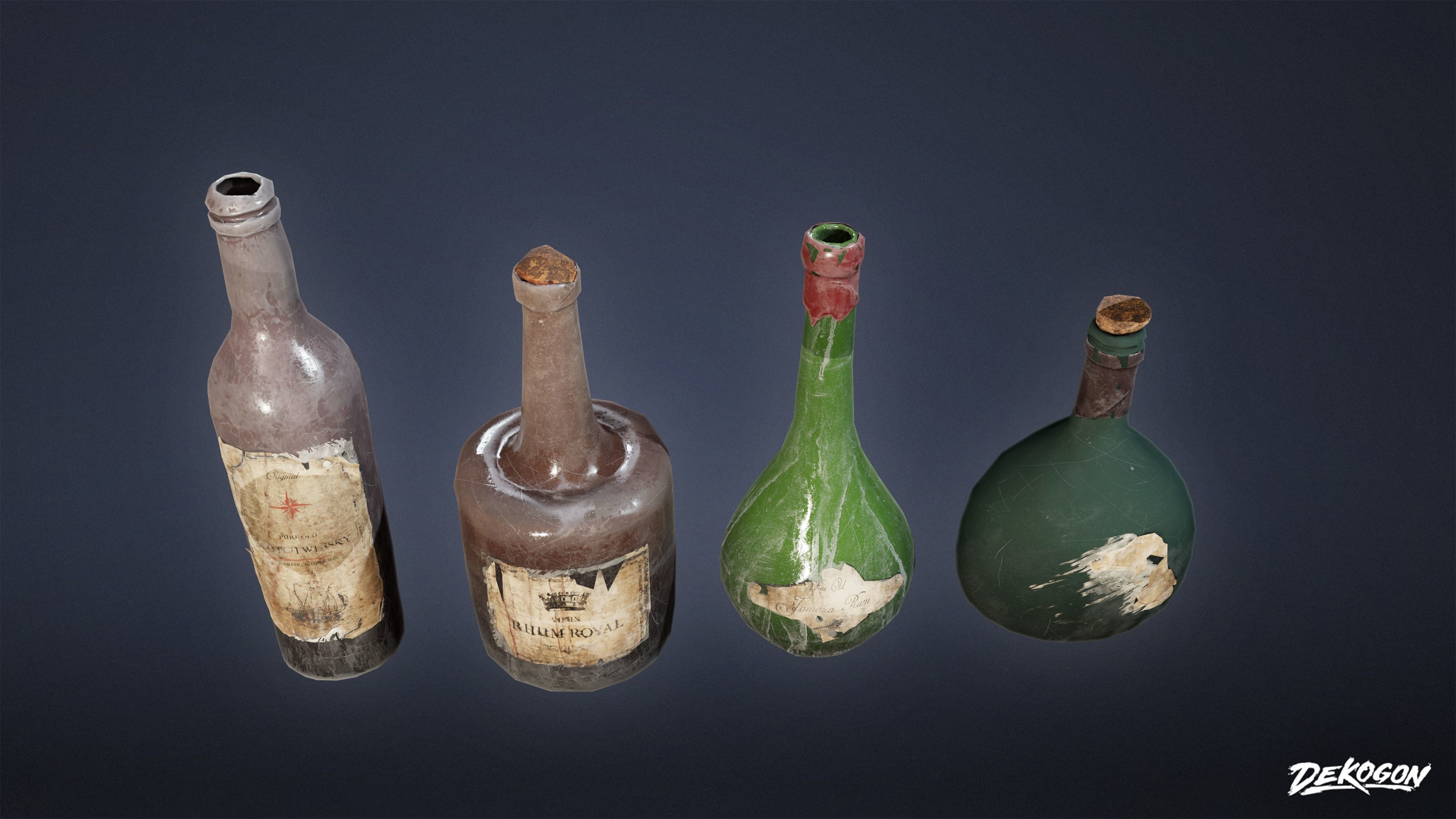 PIRATES - Liquor Bottles 01 - NANITE AND LOW POLY Low-poly 3D model_16
