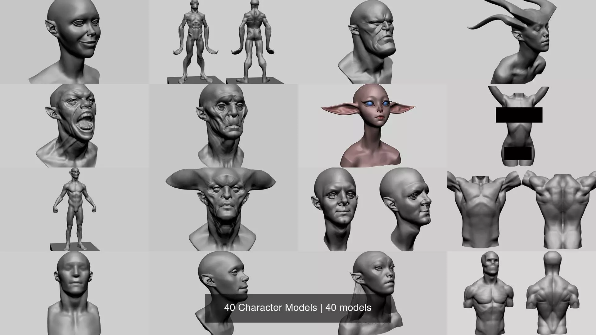 40 Character Models 3D Model Collection_0
