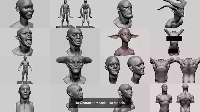 40 Character Models 3D Model Collection