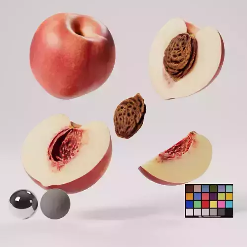 Peach - Nectarine Low-poly 3D model